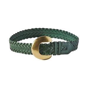 ANTHROPOLOGIE Woven Green Waist Leather Belt Sz M